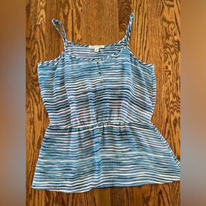 Banana Republic teal/white striped blue dressy tank Size medium